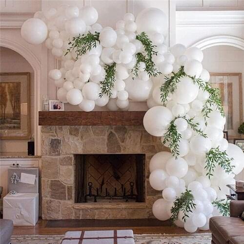 White Balloon Arch Garland Kit Mixed Sizes White Balloons for Wedding Birthday Graduation Bridal Baby Shower Party Decorations