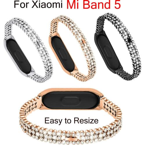 Diamond Strap For Xiaomi Mi Band 5 Replace Bracelet For Xiaomi Band 5 Jewelry Wristband Crystal Bracelet MiBand 5 Strap