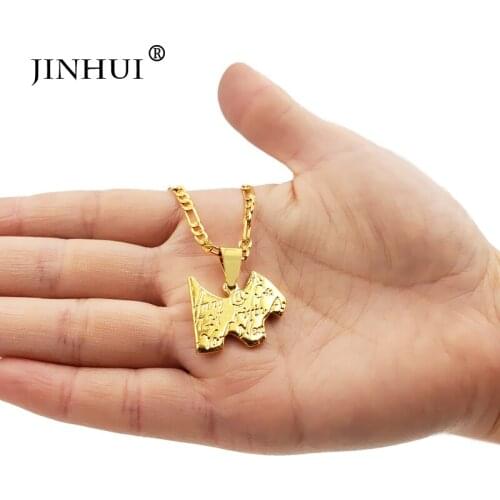 JINHUI fashion New women gold color Map necklaces pendant 45cm 3mm chain Giving girl Friend gifts Party wear Jewelry