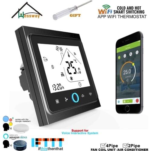 HESSWAY 2p 4p Cooling/Heating Digital Wireless WIFI Thermostat Room Temperature Control for Central Air Conditioning