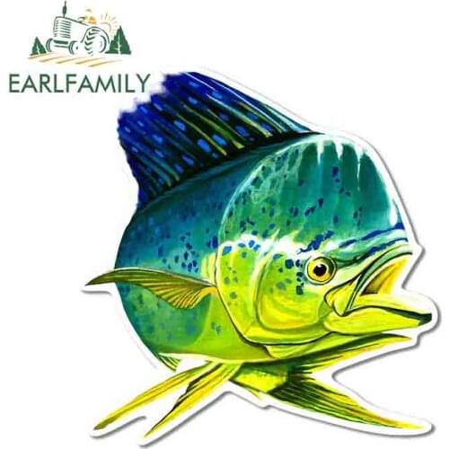 EARLFAMILY 13cm For Mahi Mahi Fashion Decal Sunscreen Car Stickers Personality Graphics Refrigerator Decals Decoration