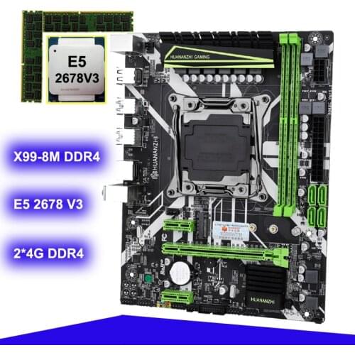 HUANANZHI X99-8M M-ATX Motherboard with NVMe SSD Slot Xeon Processor E5 2678 V3 Big Brand RAM 8G(2*4G) DDR4 RECC Custom-Made DIY