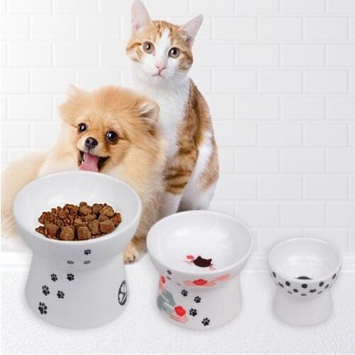 High Foot Protection Pet Ceramic Bowl protect the cervical spine For Cat Dog Ceramic Bowl pet Drinking Bowl Feeder Pet Supplies