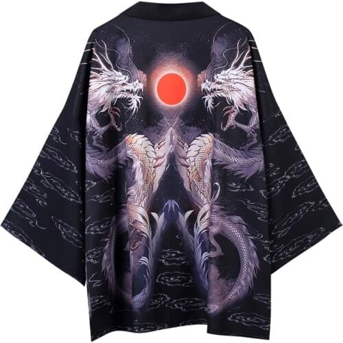 Japanese Kimono Cardigan Men Yukata Male Samurai Costume Clothing Kimono Jacket Mens Dragon Kimono Shirt Yukata Haori FF2306