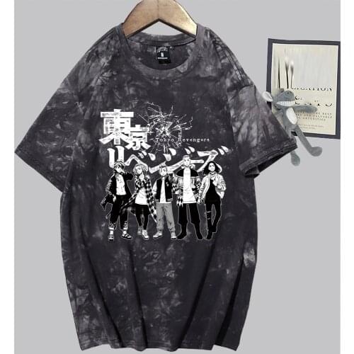 Men Anime T Shirt Tokyo Revengers Short Sleeve Tops Tees Unisex Tie Dye Shirt