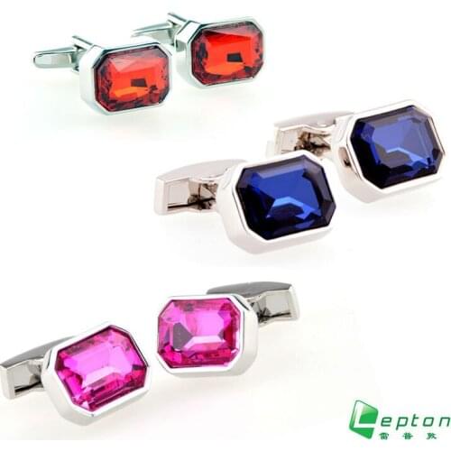 Mens Cufflinks Fashion Glass Crystal Gemelos Cuff links Square Silver color men shirt weding dress cuff cufflinks,Free Shipping
