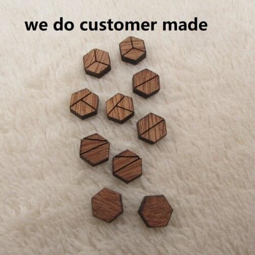 DIY Unfinished Laser Cut Natural Wood Stud Earrings Blanks Jewelry Accessories Wood Hexagon Shapes -Jewerly Supplier