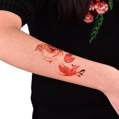 New Fox Temporary Tattoo Stickers Women Men Body Art Adults Waterproof Hand Fake Tatooes 105*60mm