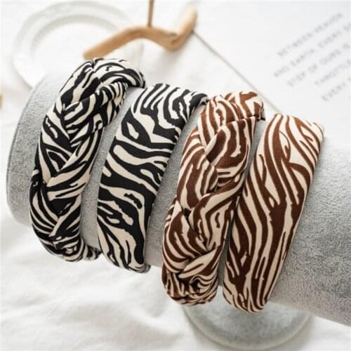 Korean Style Hairbands Female Handmade Leopard Zebra Pattern Knot Decorative All-Match Wide 4CM Fashion New Hair Accessories