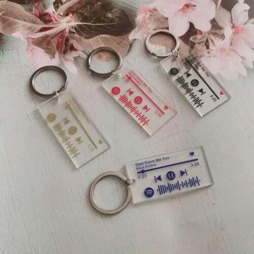 Personalized Acrylic Music Code Keychain Custom Song Singer Spotify Scan Code Key Door Rings Women Men Couples Friends Gifts