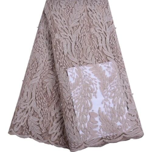 Latest African Nigerian Tulle Lace 2019 French Net Lace Fabric For Dresses Gold Embroidered Beaded African Lace Fabric S1576