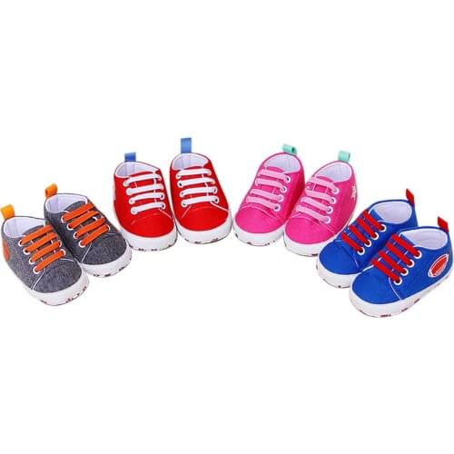 Baby Girls Boys Casual Canvas First Walker Shoes Soft Soles Non Slip Lace up Crib Shoes Newborn Infant Baby Shoes 0-12M