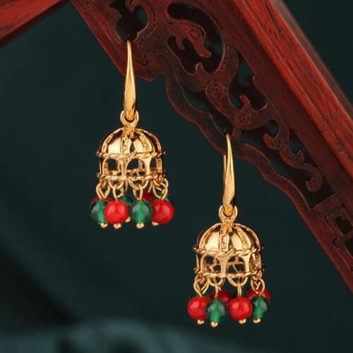 NEW fashion Vintage Simple Exotic fringe green and red Handmade earring Original Jewelry for women gift