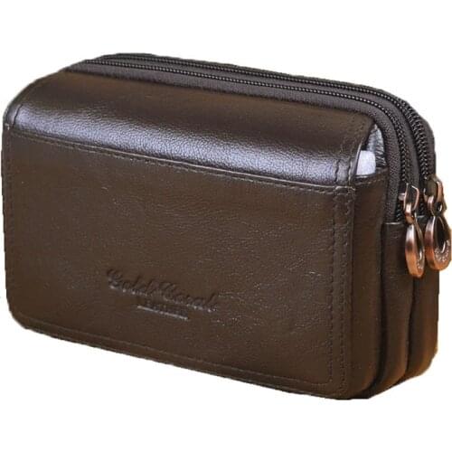 Male Messenger Bag Wallet Genuine Leather Mens Belt Waist Bags Phone Pouch Casual Shoulder Bag Fanny Pack Travel