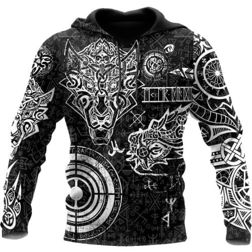 Fenrir And Nidhogg Viking Tattoo 3D Full Printed Hoodie For Man and Women Sweatshirt Zip Pullover Casual Jacket Tracksuit-505