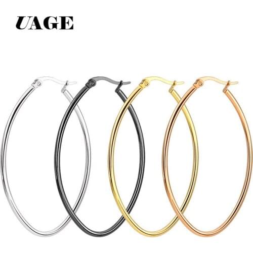 UAGE Oval Circle Hoop Earrings Simple Minimalist Gold Silver Color Classic Geometric Women Ear Loop Punk Party Fashion Jewelry