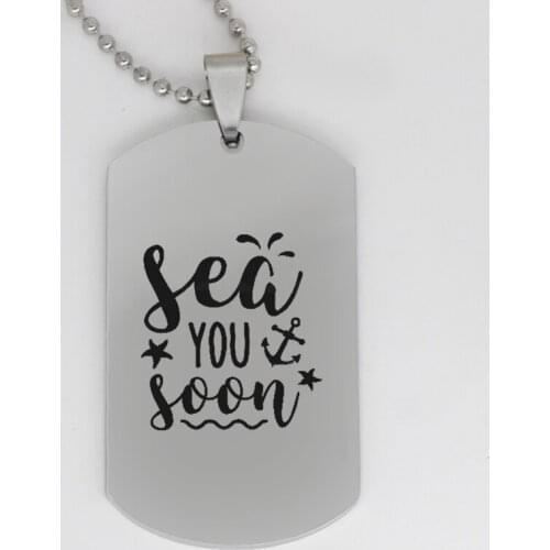 Ufine jewelry summer travel gift pendant army card sea (see)you soon waves stainless steel customed necklace N4115