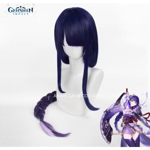 COS Baal Raiden Shogun Wig Genshin Impact Cosplay Wig Thick Braid Pick Dye Gradient Game Animation Role Playing Wig For Woman