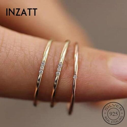 INZATT Real 925 Sterling Silver Zircon Round Ring For Charming Women Party Geometric Minimalist Fine Jewelry Punk Accessories