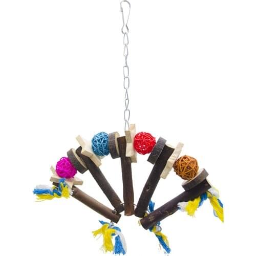 1PCS Wood Parrot Swing Biting Grinding Fans Bird Toys Small Pet Accessoires