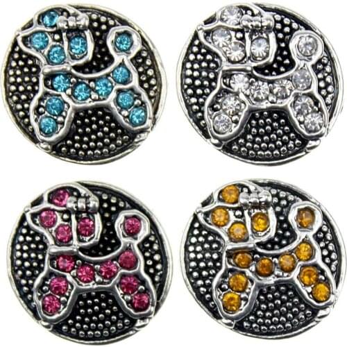10pcs/lot high quality metal Rhinestone Snap Buttons Dog Diy Jewelry fit 18mm Snap button Necklaces/Bracelets for women