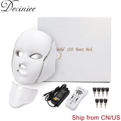 7 Colors Led Facial Mask with Neck Acne Anti Wrinkle Skin Rejuvenation Whitening Beauty Treatment Korean Photon Therapy Spa Home