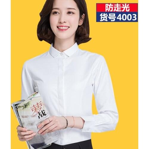 Customized white shirt embroidered logo wholesale work clothes professional white shirt womens long sleeve slim fitting tooling