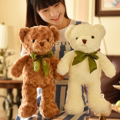 White or brown teddy bear plush toy about 45cm soft doll Christmas gift h0129