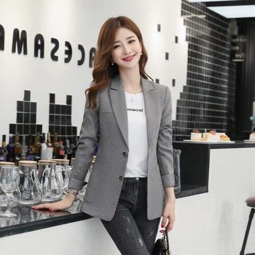 Blazers Autumn Wild Long-sleeved Small Suit Women Stitching Single-breasted Design Korean Was Thin Loose Casual Blazers Z956
