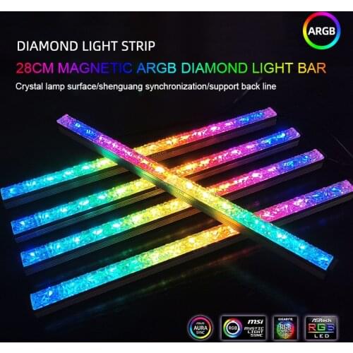 COOLMOON Diamond Light Bar RGB Chassis Decorative Light Bar LED Symphony 5V4Pin Magnetic Rigid Light Bar