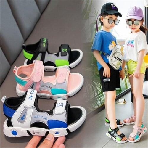 Childrens sandals 2021 summer new color matching fashion girls sandals soft bottom anti slip casual beach shoes