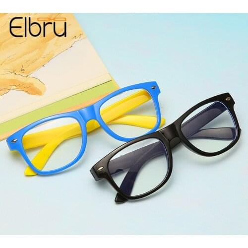 Elbru Square Anti Blue Light Kids Glasses Children Boy Girls Computer Optical Goggles Kids Colorful Glasses Baby Fashion Eyewear