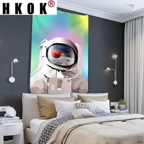 HKOK Space Astronaut Tapestry Wall Rugs Wall Hanging Fabric Mural Background Cloth Towel Beach Fabric Blanket Dorm Home Decor