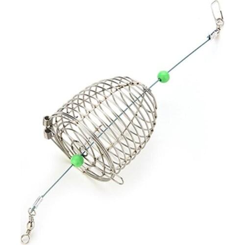 Stainless Steel Fishing bait box Wire Fish Bait Trap Basket Fishing Tackle Lure Cage Fishing Gear Accessories Feeder With Bait