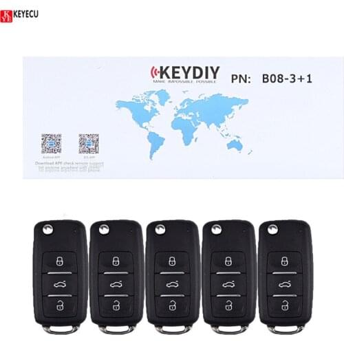 Keyecu 5pcs/lot Universal Remote 3+1 Button B-Series for KD900 KD900+ URG200, KEYDIY Remote for B08-3+1