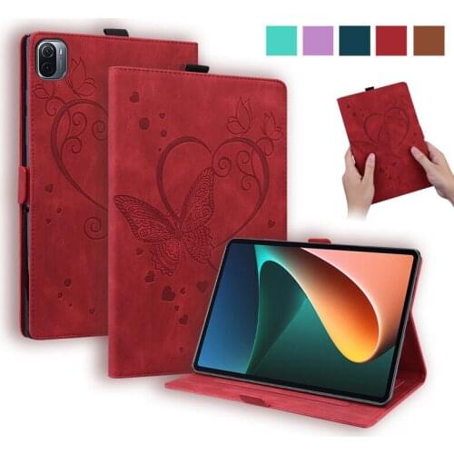 Emboss Butterfly Leather Flip Cover for Xiaomi Mi Pad 5 Pro Case Wallet Tablet Coque For MiPad 5 Pro Mi Pad 5 Pro Case Funda