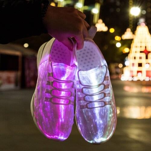 Size 25-46 Summer Led Fiber Optic Shoes for Girls Boys Men Women USB Recharge Glowing Sneakers Man Light Up Shoes Sports Shoes