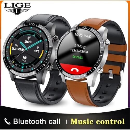 LIGE 2021 fashion Full circle touch screen Bluetooth call Smart watches mens Waterproof SportS Smart Watch for Android IOS Phone