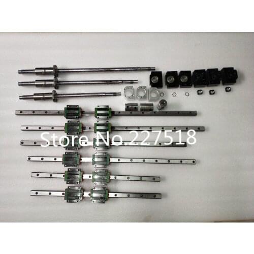 6 HGR25 Linear guide rail 900/800/600mm+3 DFU2505 L700/600/500mm double ball nut ball screw+3 BK20/BF20+3 DSG25H cnc parts