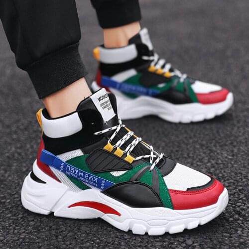 Mens Sneakers Autumn High-top Running Shoes All-match Comfortable and Wear-resistant Fitness Shoes Korean Platform Sports Shoes