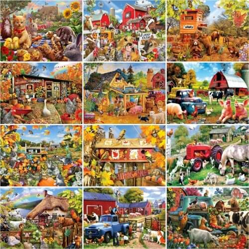 HUACAN Full Drill Diamond Art Painting Kits Animals Diamond Embroidery Mosaic Farm Cross Stitch Wall Decoration