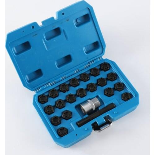 22pcs Wheel Lock Key Removal Kit Anti-theft Screw Sleeve Wheel Lock Lug Nut Removal Socket Tool for V-W Au-di Volk-swagen