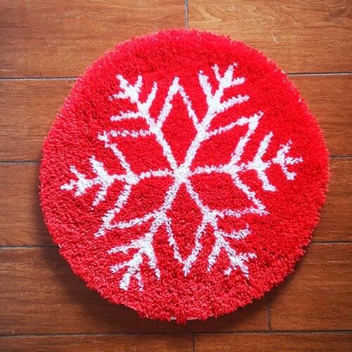 Snowflake Latch Hook Kit Acrylic Yarn Pre-stamped Canvas Latch Hook Needle Crocheting Cushion Mat DIY Snowflakes Carpet Rug