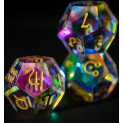 Fantasy Crystal D12 Astrolog Dice Set Magic Symbol Zodiac Sign Divination Dice Handmade Constellation Tarot Roll Dice Games Gift
