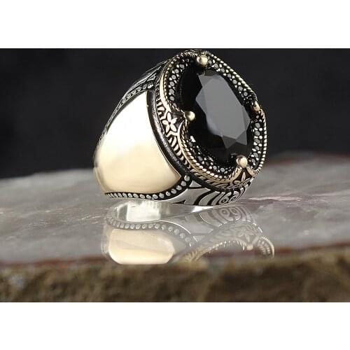 Real Sterling Silver Ring with Natural Zircon or Topaz Gemstone Silver Women Ring Silver Men Ring Gifts for Men Gifts For Women