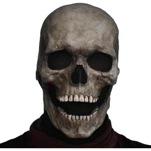 2021 New Skull Face Cover Movable Mouth Cosmask Halloween Haunted Headgear Terrible Party Cosplay Mask Haunted House Horror Mask