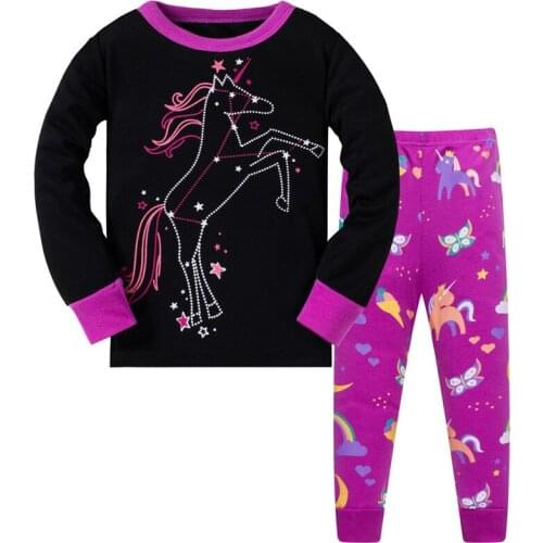 Jumping Meters New Children Clothing Set Girls Cartoon Sleepwear Kids Pajamas Baby Long Sleeve Pijama Girls Unicorn Homewear