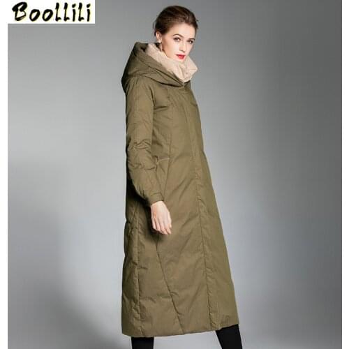 Boollili Womens Winter Down Jacket Hooded Coats Puffer Female Jacket Plus Size 90% White Duck Down Coat High Quality