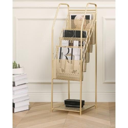 Nordic iron magazine storage rack display floor book and newspaper rack household magazine rack small creative newspaper shelf