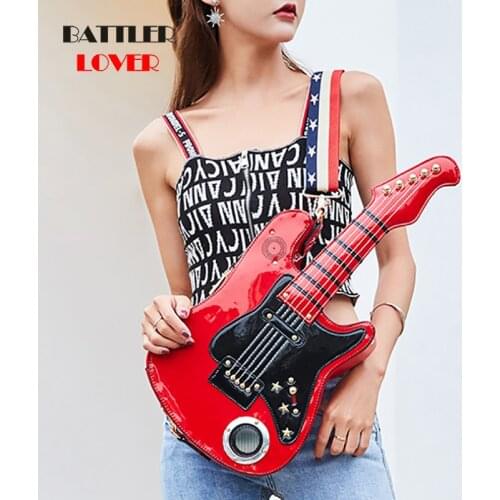Guitar Bags for Women 2019 Bags Women Handbag 5AA Battery USB SD Bluetooth Shoulder Messenger Bag Girl Luxury Handbags Women Bag